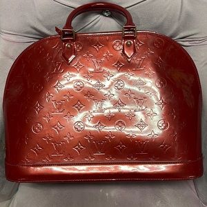 Authentic Louis Vuitton large shiny red bag